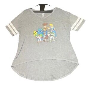 Toy Story‎ 4 High-Low T-Shirt Womens Size XXL Grey V Neck Woody Forky Buzz
